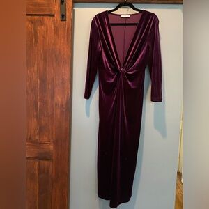 Mango medium eggplant velvet dress
